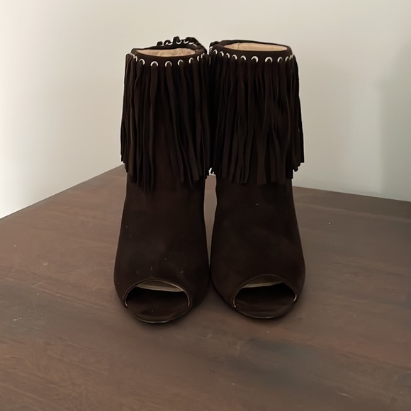 Prada finge open toe suede booties 39 8 8.5 like new! Worn once - Picture 3 of 5